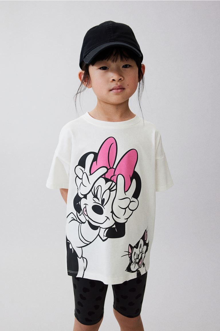 2-piece Printed Set - Round Neck - Short sleeve - White/Minnie Mouse - Kids | H&M US | H&M (US + CA)