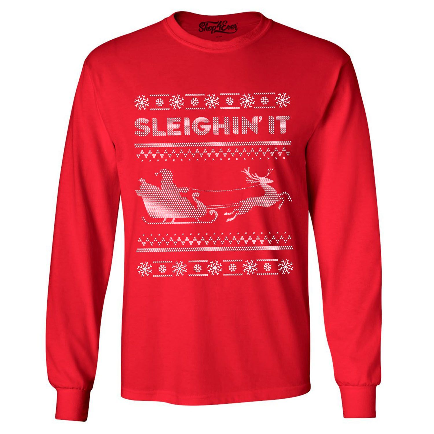 Shop4Ever Men's Sleighin' It  Long Sleeve Shirt X-Large Red | Walmart (US)