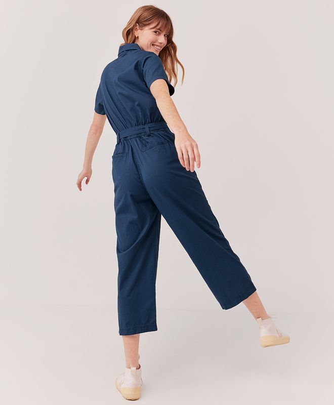 boulevard brushed twill zip front jumpsuit | Pact Apparel