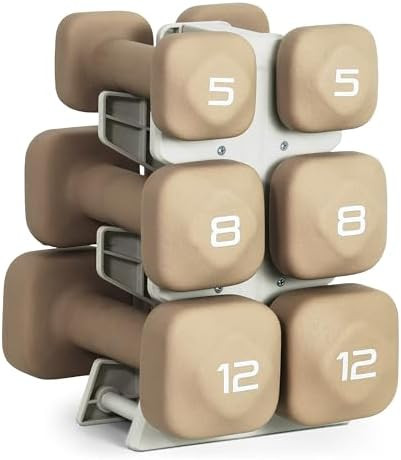 Tone Fitness Neoprene Dumbbell Set with Storage Rack – Non-Slip, Anti-Roll Hand Weights for Hom... | Amazon (US)