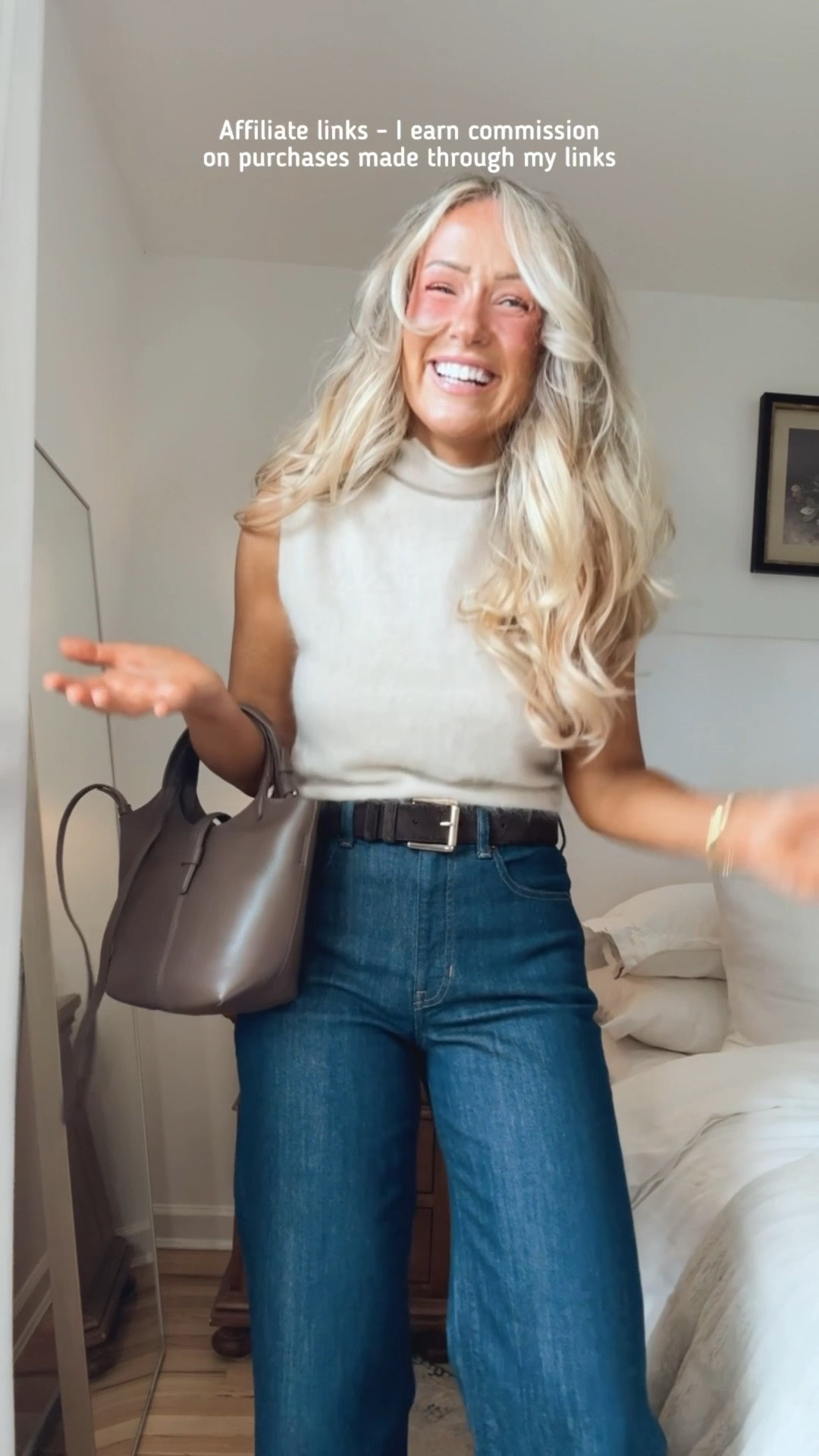 Affiliate links - I earn commission on purchases made through my links

Casual fall outfits
Cashmere sleeveless sweater
J.Crew wide leg jeans dark wash
Brown suede belt
Brown bag
Brown ankle boots 
Fall fashion 
Capsule wardrobe