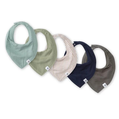 Organic Muslin Baby Bandana Bibs - Sea Foam Blue | Burt's Bees Baby