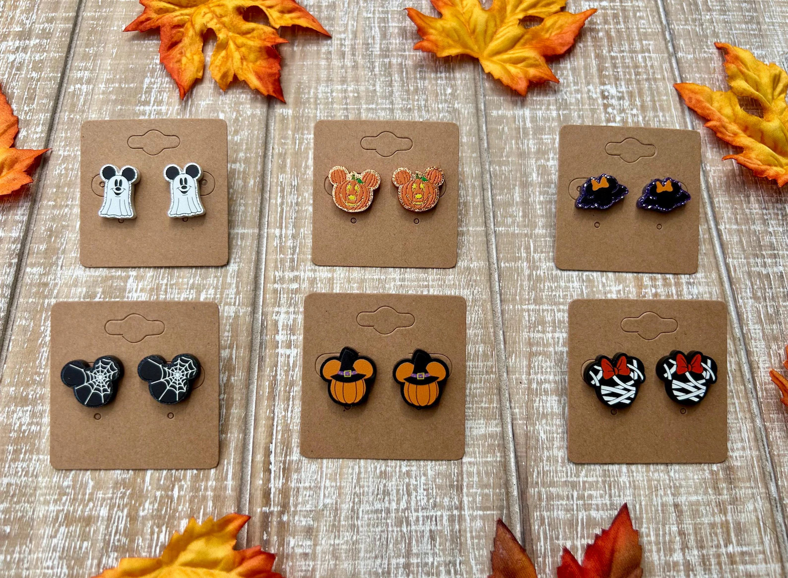 Halloween Mouse Ear Stud Earrings: Ghost, Bat, Pumpkin - Etsy | Etsy (Global)