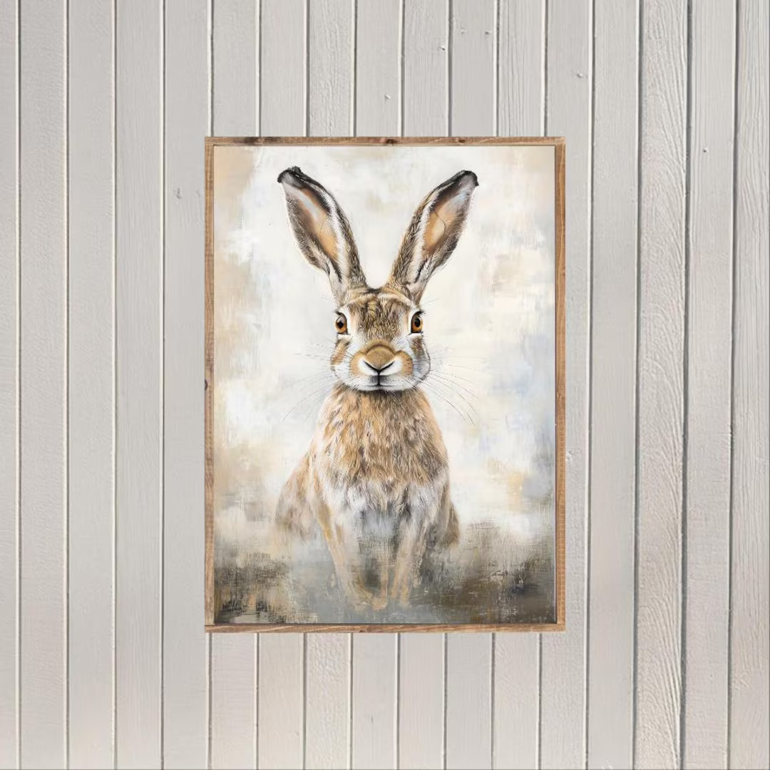 Bright Eyed Bunny Canvas Printed Sign - Etsy | Etsy (US)