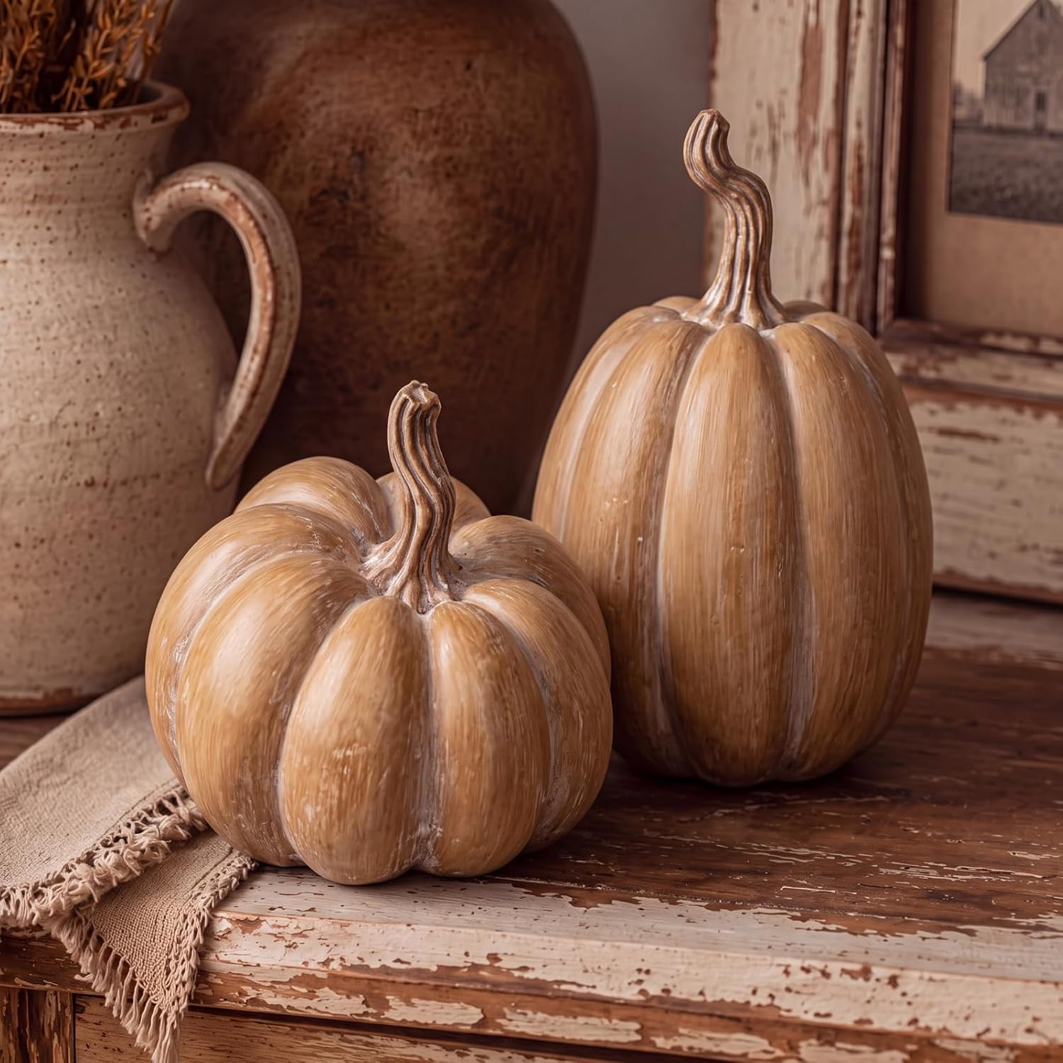 RattanView Fall Farmhouse Rustic Faux Pumpkin Home Table Decorations | Amazon (US)