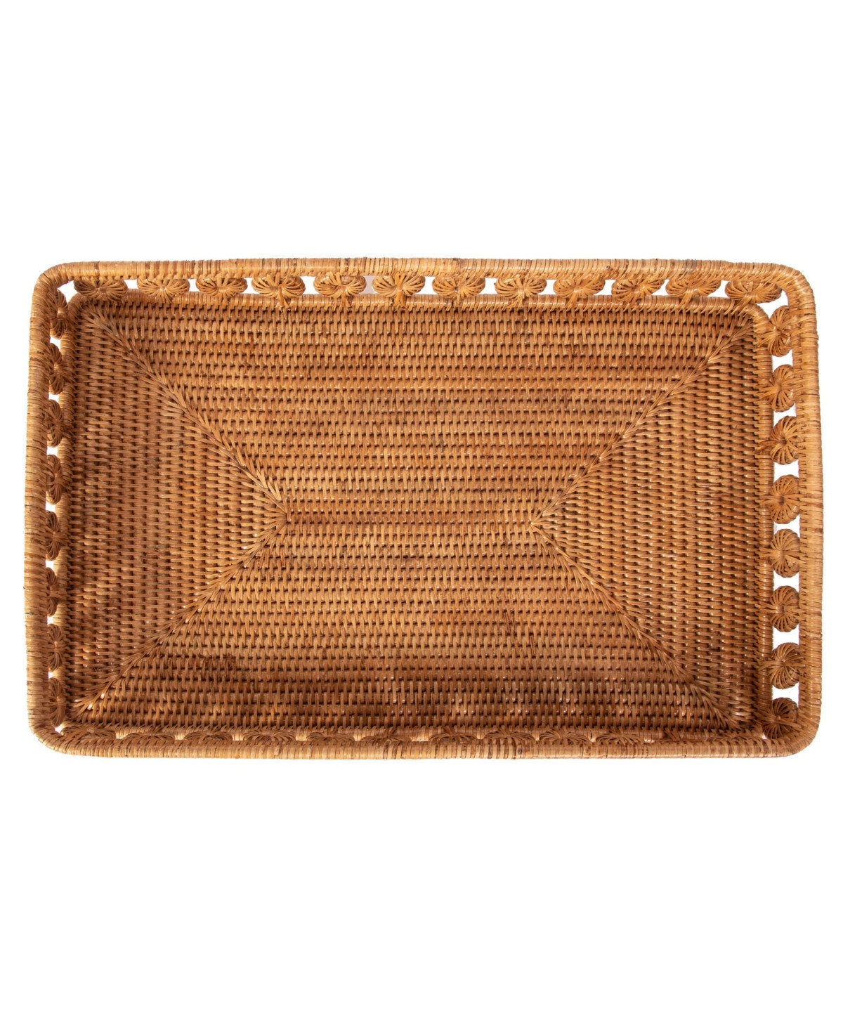 Artifacts Rattan Inna Design Rectangular Tray With Glass Insert - Honey brown | Macy's