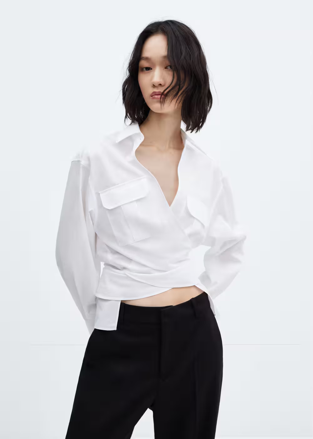 Baumwollhemd in wickel-optik -  Damen | Mango Deutschland | MANGO (DE)