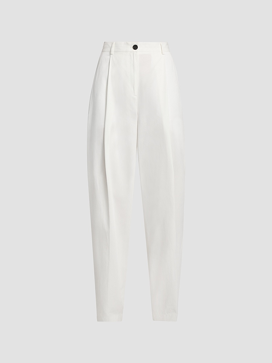 Women's Single Pleat Cotton Trousers - White - Size 6 | Saks Fifth Avenue