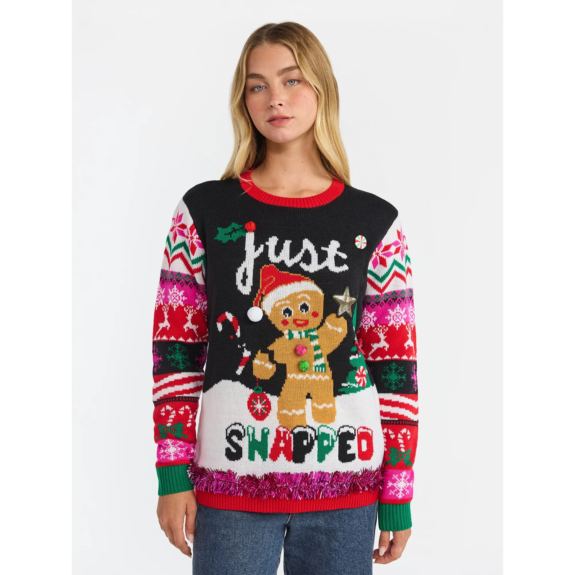 No Boundaries Christmas Sweater, Lightweight, Women's | Walmart (US)