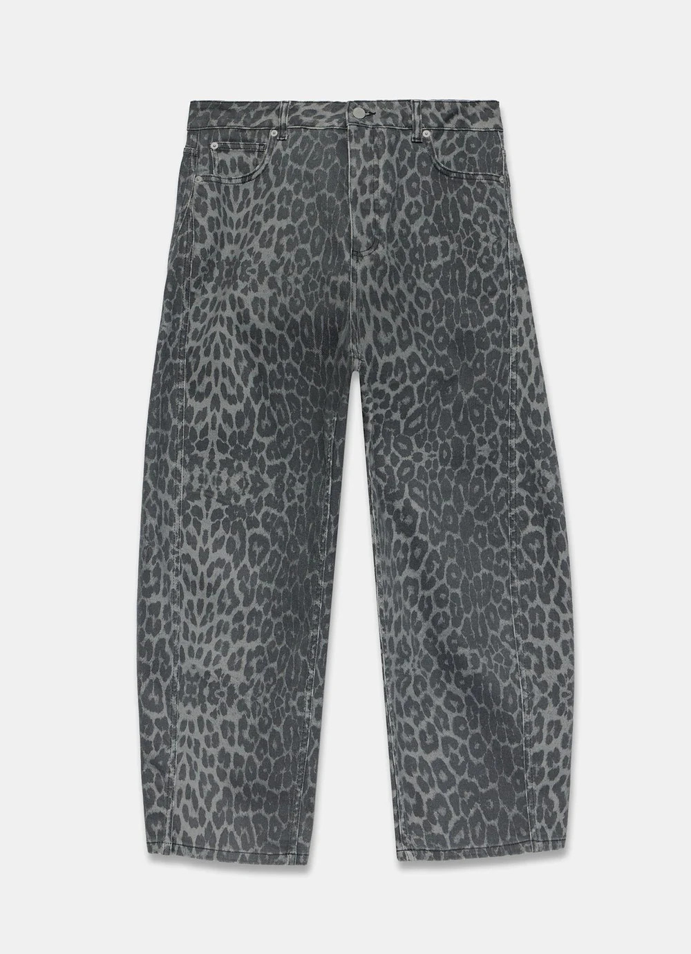 Grey Leopard Print Barrel Leg Jeans | Mint Velvet