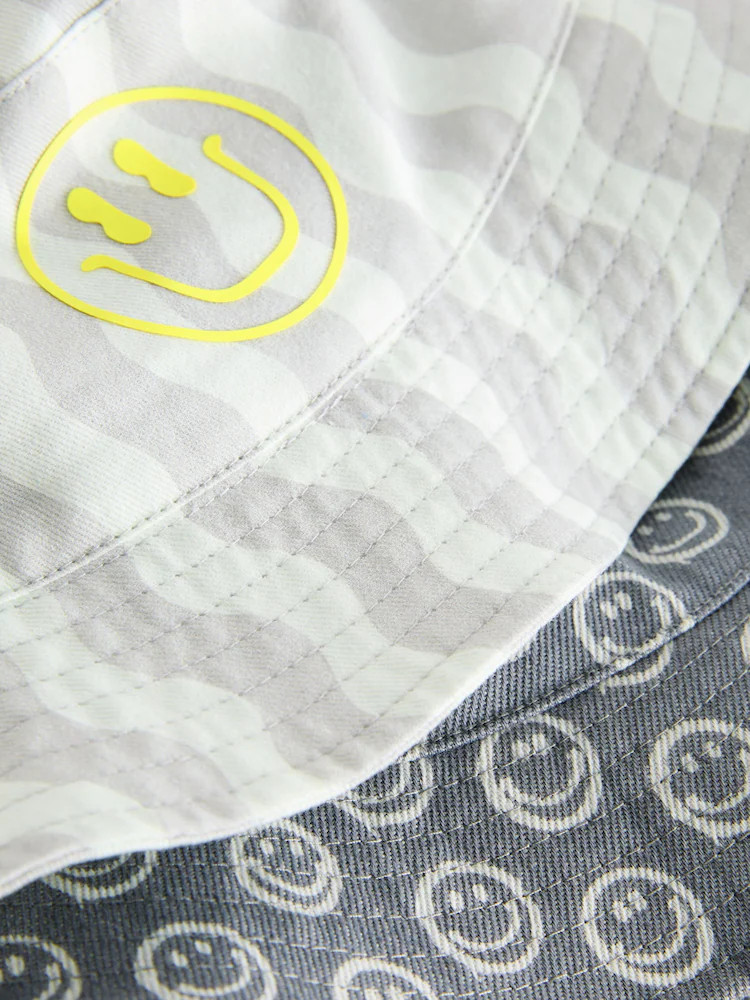 Grey Face/Wavey Stripe Bucket Hats 2 Pack (3mths-13yrs) | Next US