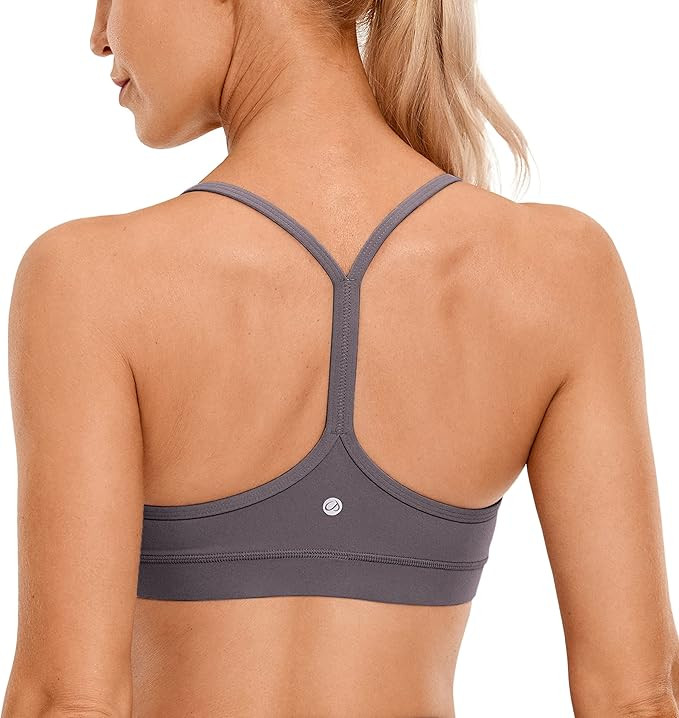 CRZ YOGA Butterluxe Womens Y Back Sports Bra - Padded Racerback Low Impact Spaghetti Thin Strap W... | Amazon (US)