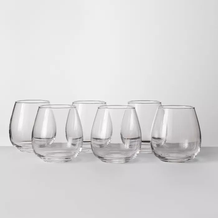 16oz 6pk Glass Stackable Stemless Wine Glasses - Made By Design™ | Target