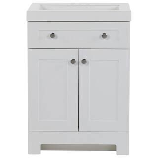 Glacier Bay Everdean 24.50 in. W x 18.75 in. D Bath Vanity in White with Cultured Marble Vanity T... | The Home Depot