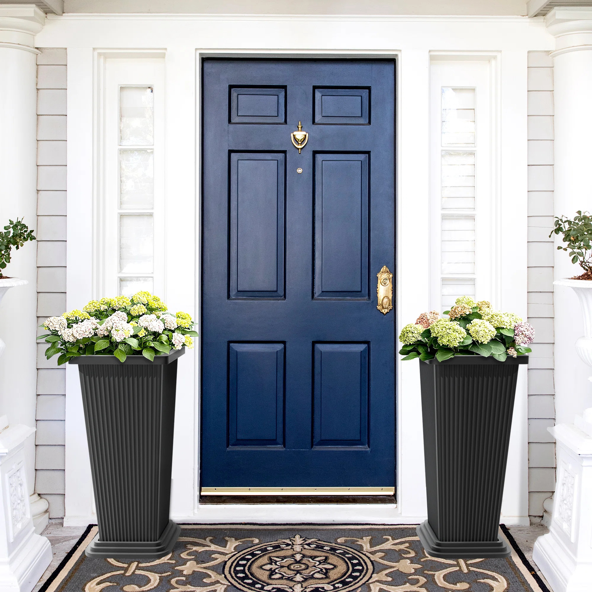 Winston Porter Set of 2 Large Tall Planter for Indoor or Outdoor - 24 inch Planter with Tray for ... | Wayfair North America
