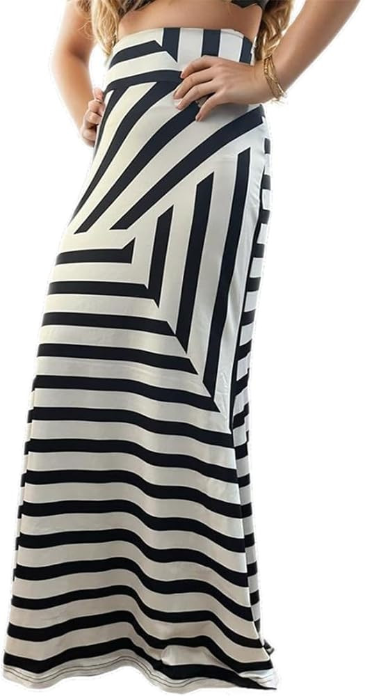Sorrica Maxi Skirt for Women Multicolored Print High Waist Stretchy Bodycon Floor Length Maxi Ski... | Amazon (US)