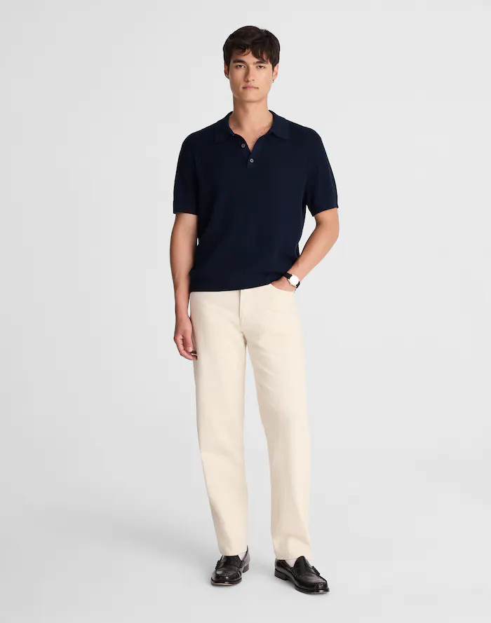 Tuck-Stitch Three-Button Sweater Polo | Madewell