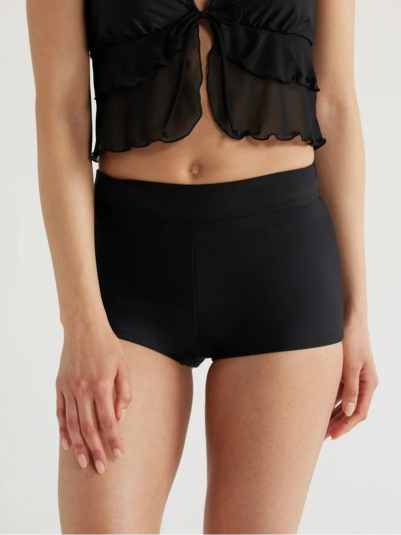 No Boundaries Black Boyshort Swim Bottoms, Sizes XXS - XXL | Walmart (US)