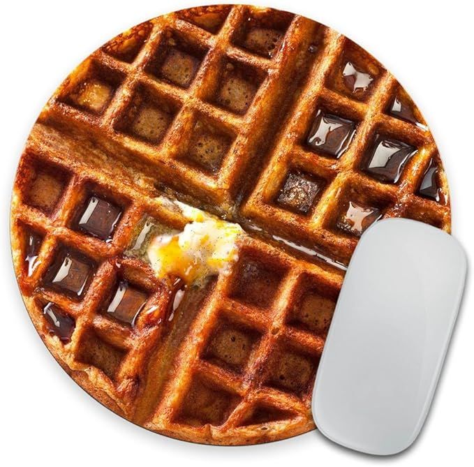 Giant Waffle with Melted Butter and Syrup - Circle Mouse Pad - Mousepad - Funny - Coworker Gift T... | Amazon (US)