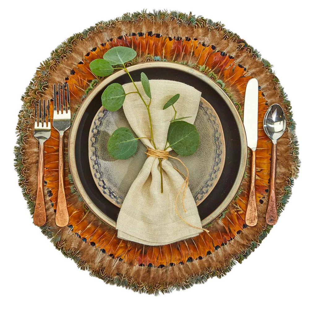 Pheasant Feather Placemats | The Horseshoe Crab