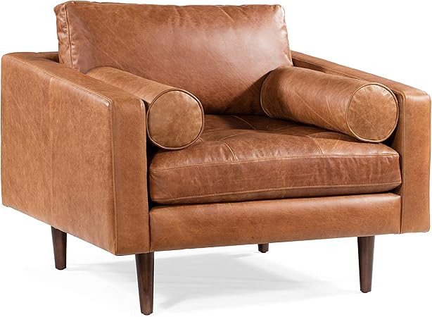 POLY & BARK Napa Lounge Chair in Full-Grain Pure-Aniline Italian Tanned Leather in Cognac Tan | Amazon (US)