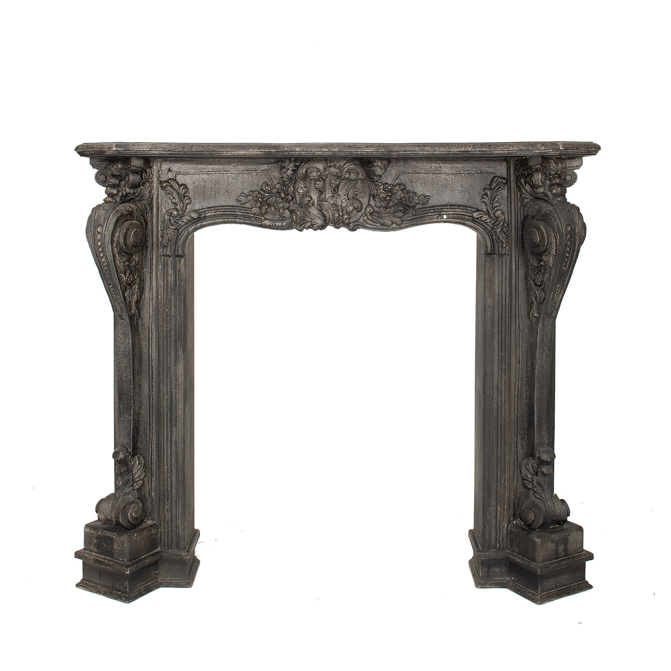 Creative Co-Op Ornate Decorative Fireplace Mantel, Distressed Black | Walmart (US)