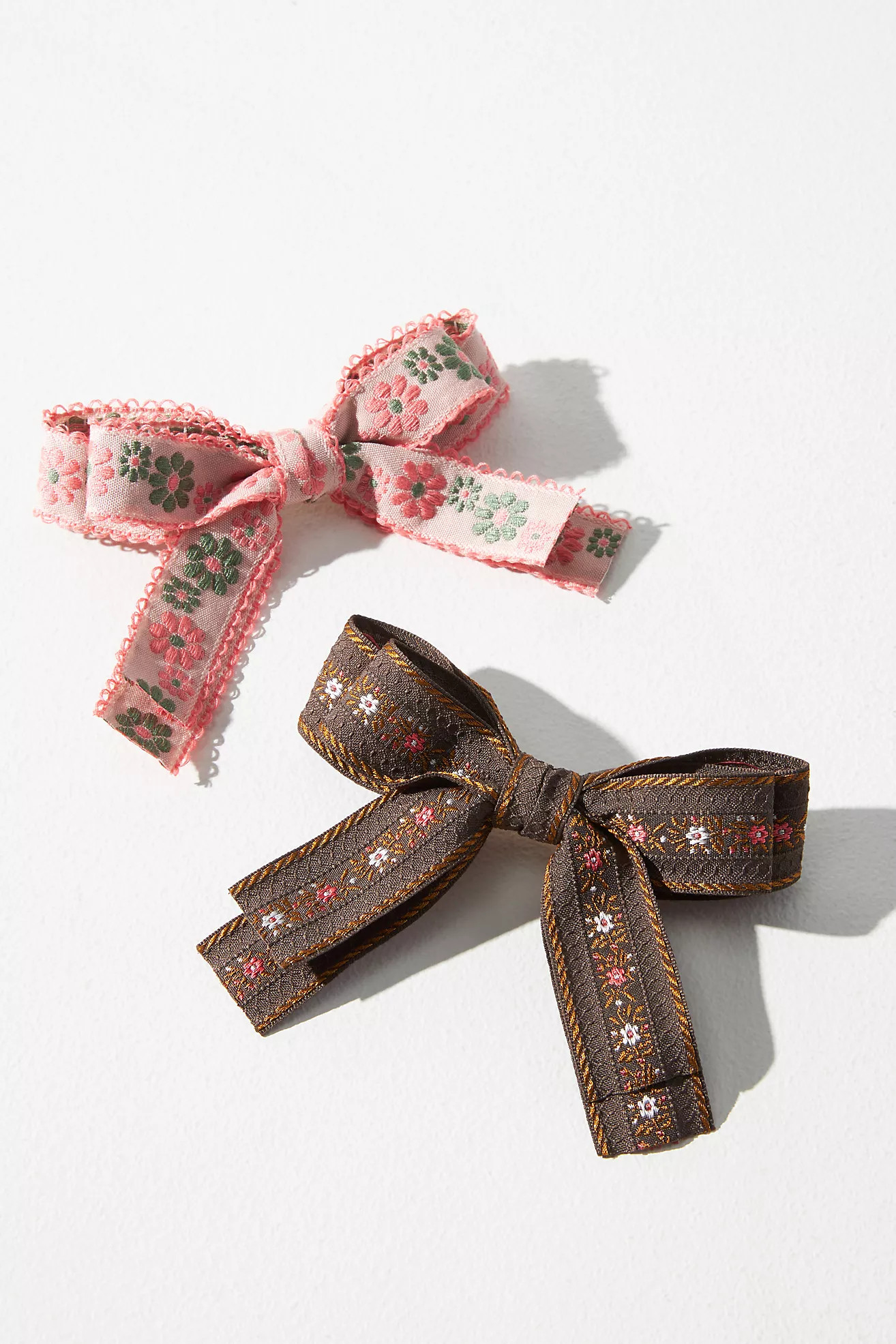 Floral Hair Bow Clips, Set of 2 | Anthropologie (US)