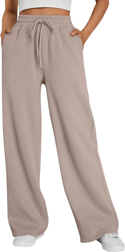 Trendy Queen Womens Wide Leg Sweatpants High Waisted Baggy Lounge Pants Drawstring Athletic Flare... | Amazon (US)