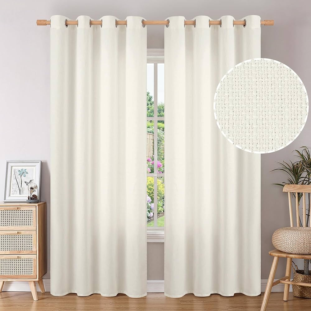 BGment Faux Linen Curtains for Living Room 84 Inch Length 2 Panels Set, Burlap Textured Thick Lon... | Amazon (US)