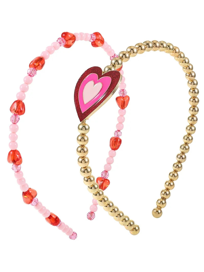 Way to Celebrate Valentine's Day Heart Motif Bead Headbands, 2 Pieces | Walmart (US)