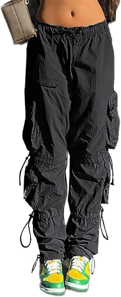 LQI Women's Baggy Cargo Pants Drawstring Elastic Y2K Hiking Pants Parachute Pants for Women Hippi... | Amazon (US)