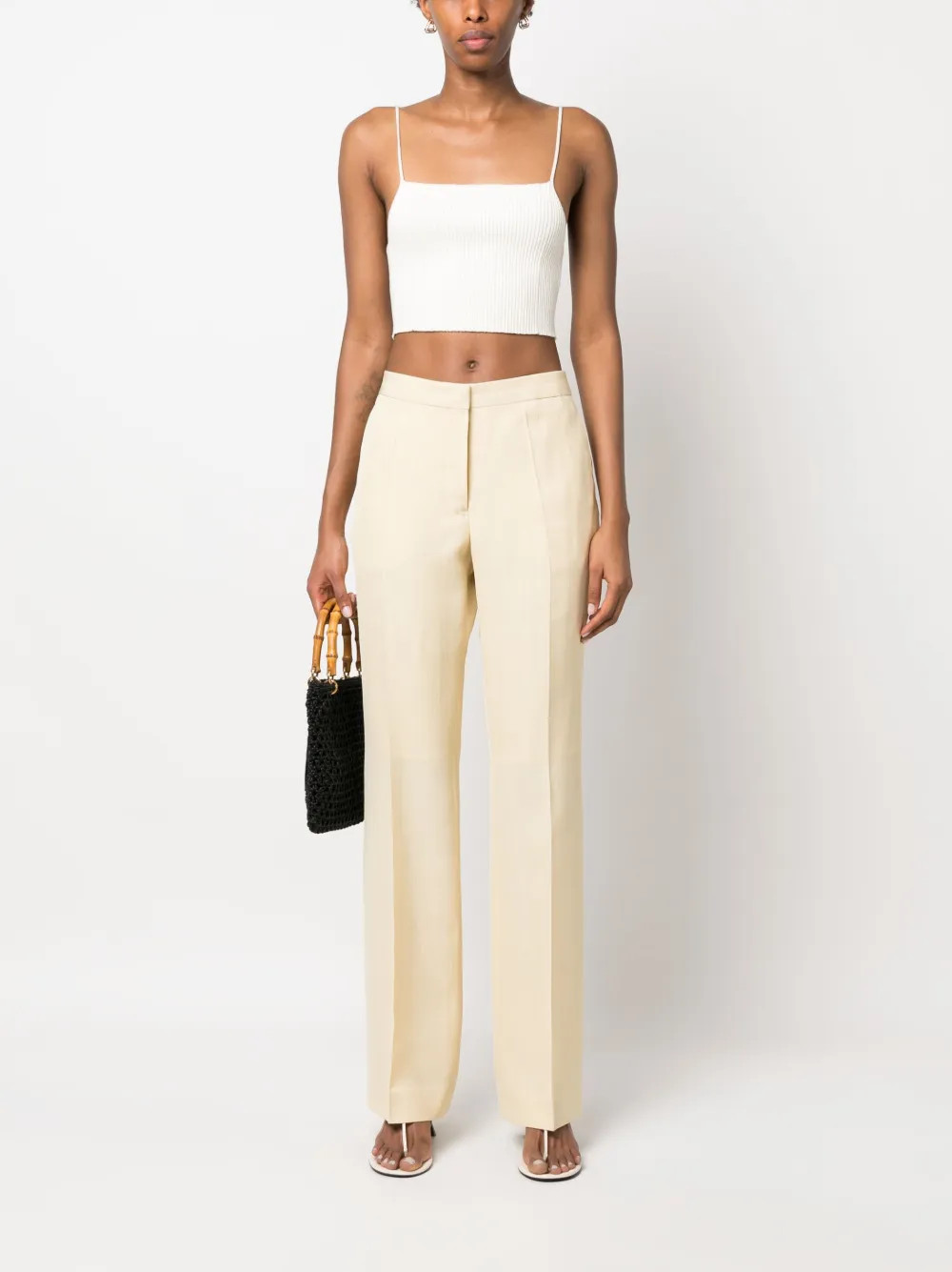 Jil Sander pressed-crease Tailored Trousers  | Yellow | FARFETCH | Farfetch Global