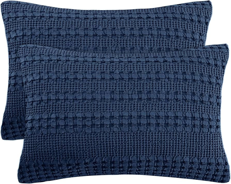 PHF 100% Cotton Waffle Pillow Shams Standard Size, 2 Pack 20" x 26" Soft Skin-Friendly Pillowcase... | Amazon (US)