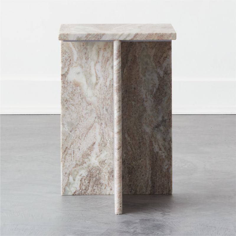 T Tall Marble Side Table + Reviews | CB2 | CB2