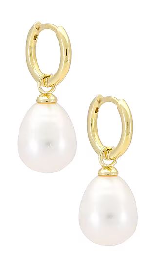 Pearl Drop Huggie Earring in Gold | Revolve Clothing (Global)