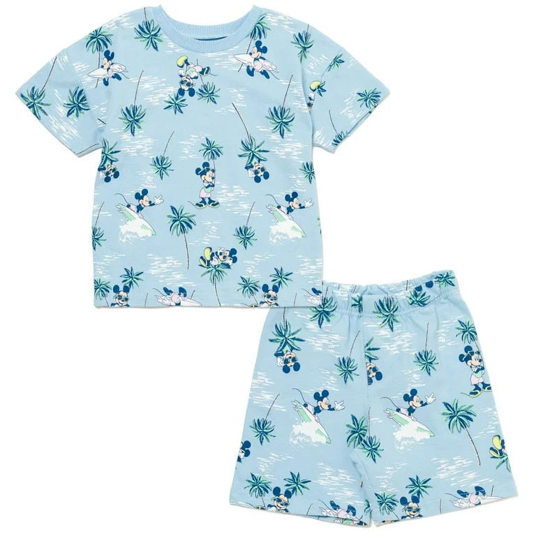 Disney Mickey Mouse Toddler Boys French Terry T-Shirt and Shorts Outfit Set | Walmart (US)