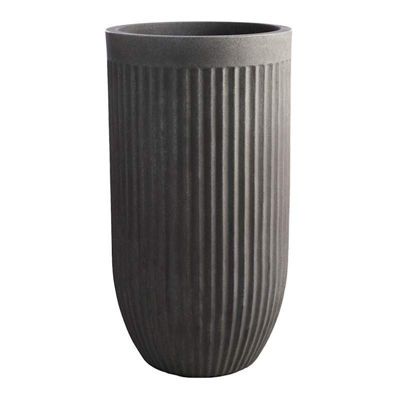 Japi Dark Grey Tall Fluted Outdoor Planter, Small | At Home