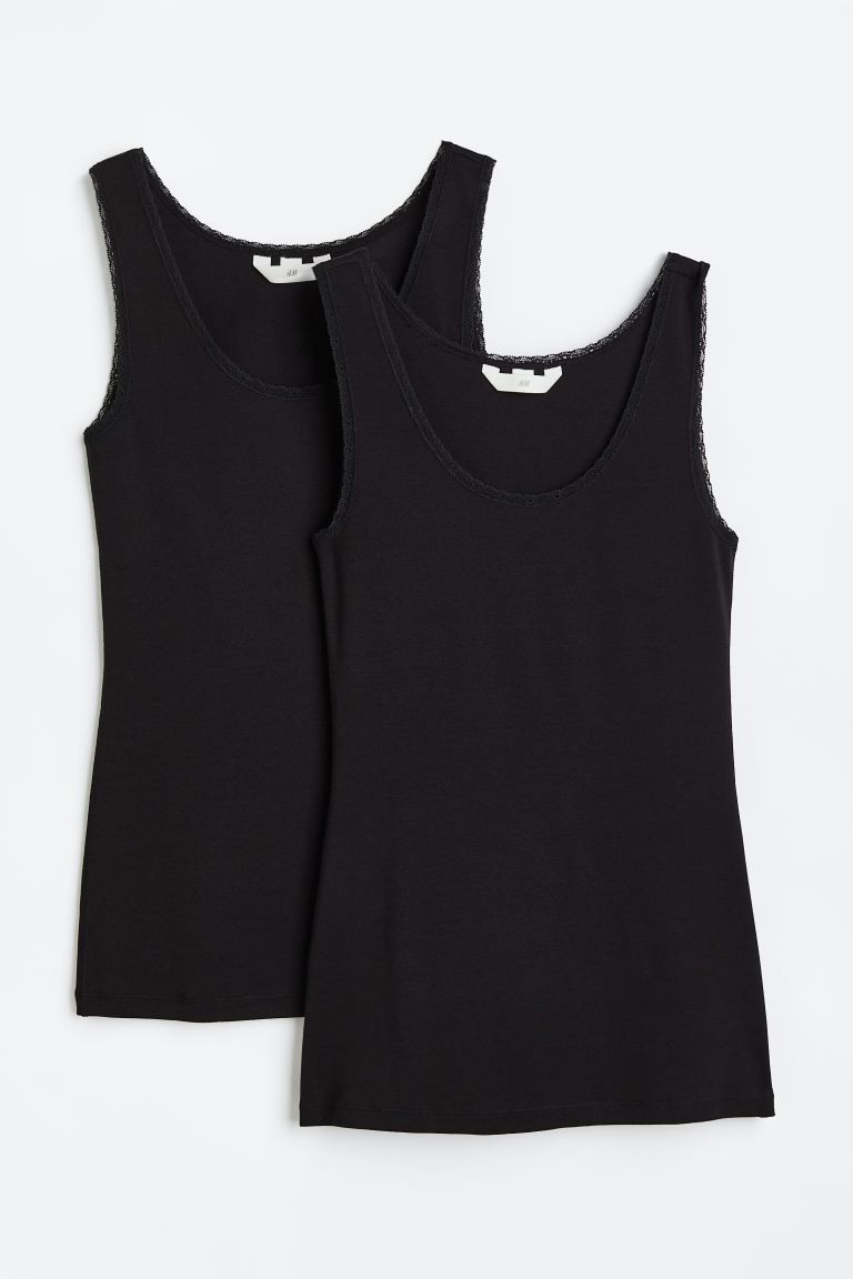 2er-Pack Tanktops mit Spitzenborten | H&M (DE, AT, CH, NL, FI)