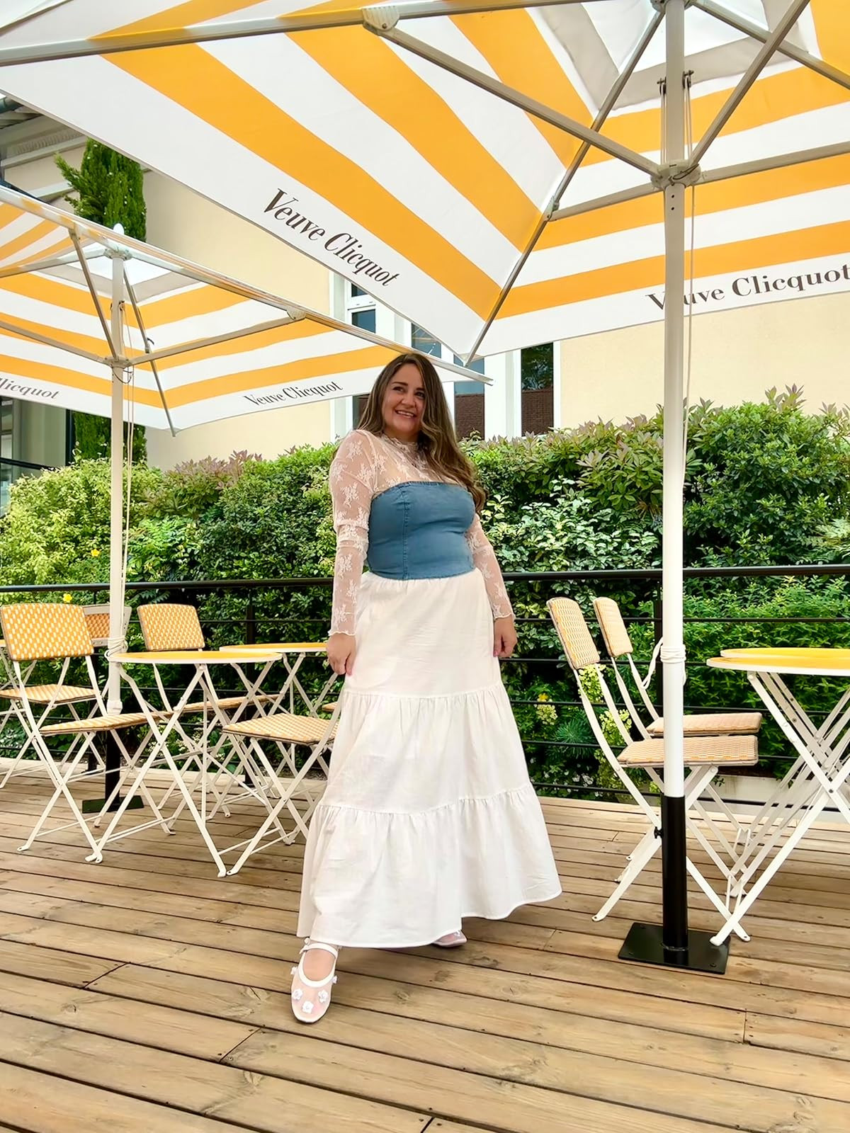 White maxi skirt outfit paired with a long sleeve lace top and a denim tube top over! Add some ad... | Amazon (US)