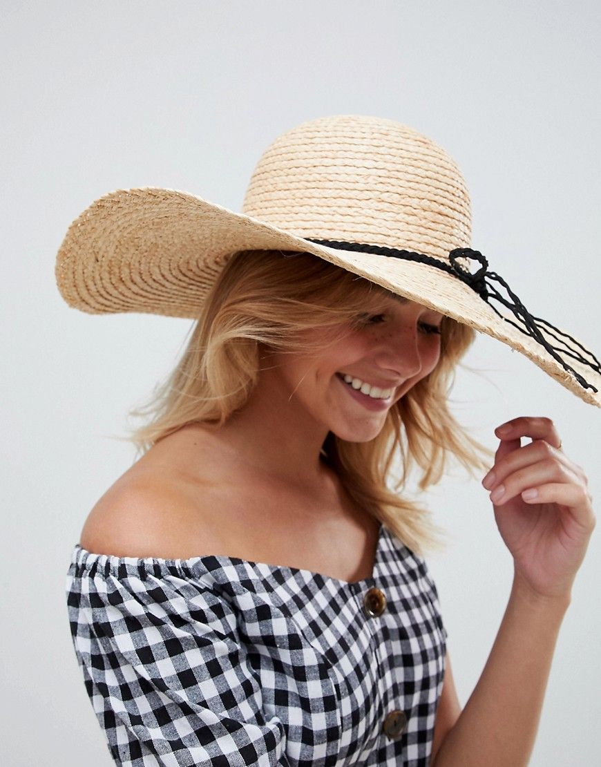 ASOS Natural Straw Floppy Hat with Braid Band and Size Adjuster - Brown | ASOS US