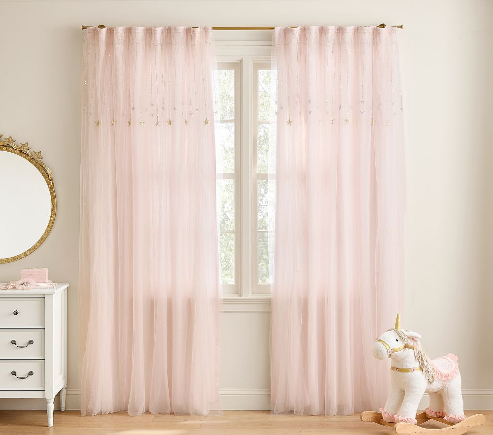 Tutu du Monde Embroidered Tulle Curtain | Pottery Barn Kids