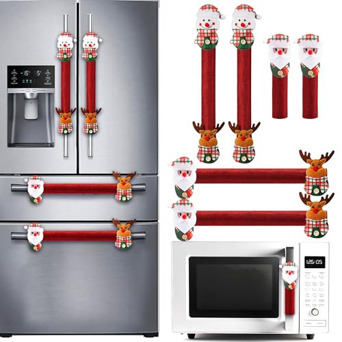JOYIN 6 Pieces Christmas Fridge Handle Covers for Kitchen Appliance Refrigerator Microwave Oven Dishwasher Decoration, Xmas Santa & Snowman Indoor Decor, Party Favor Supplies, Holiday Door Décor | Amazon (US)