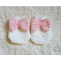 Newborn Mittens with Pink and White Bows to match your Newborn Hospital Hat/Beanie | Etsy (US)