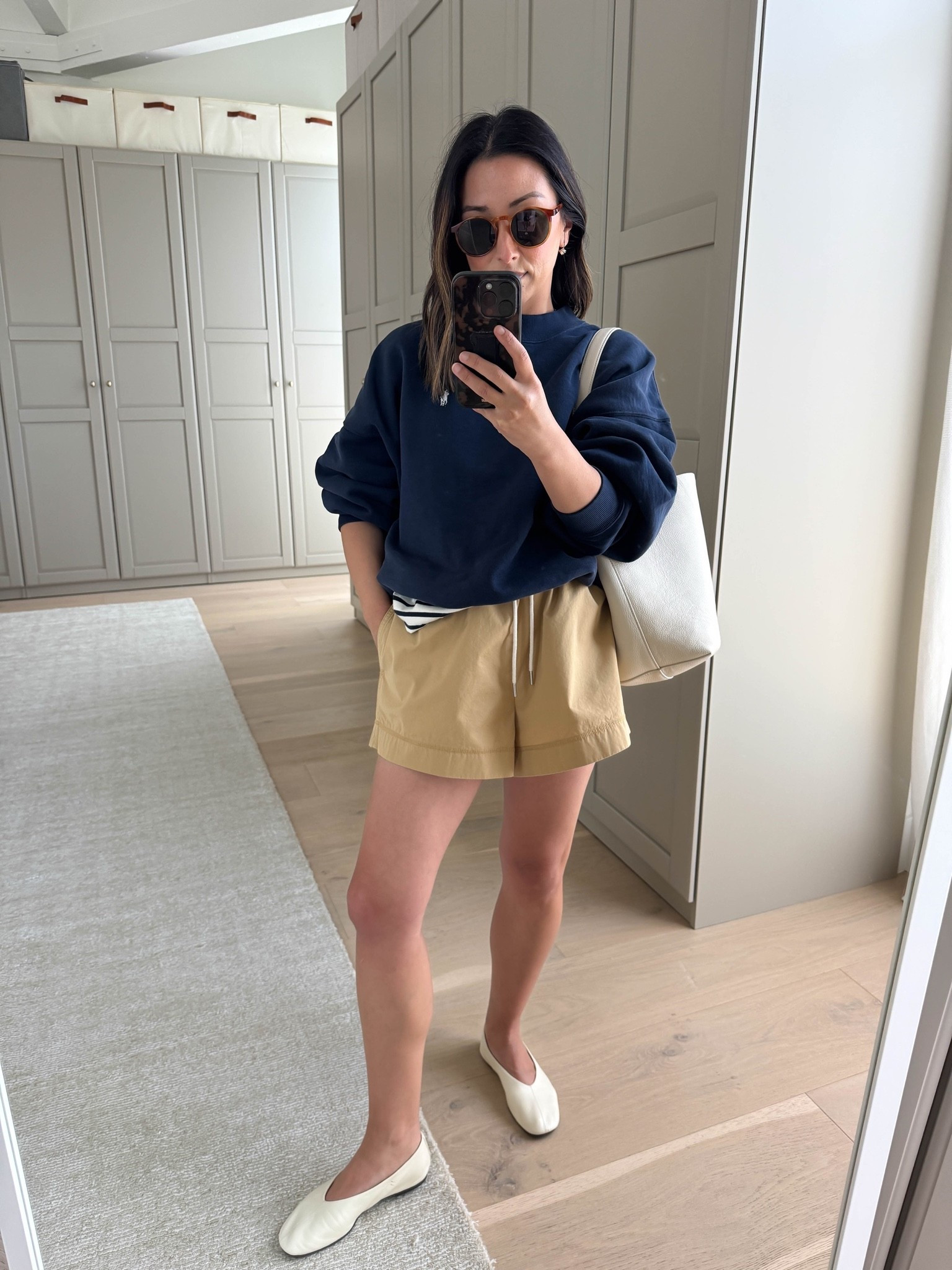 Daily outfit: this khaki color in summer more please! 

Kule tee medium
J.crew shorts small - run big and short 🫠 
Reformation flats 5
Polo sweatshirt small
Quince tote small
Le specs sunglasses 
Dorsey James necklace 15”
Electric Picks earrings

summer outfits, petite style, summer style

#LTKmomlife #LTKPetite #LTKootd
