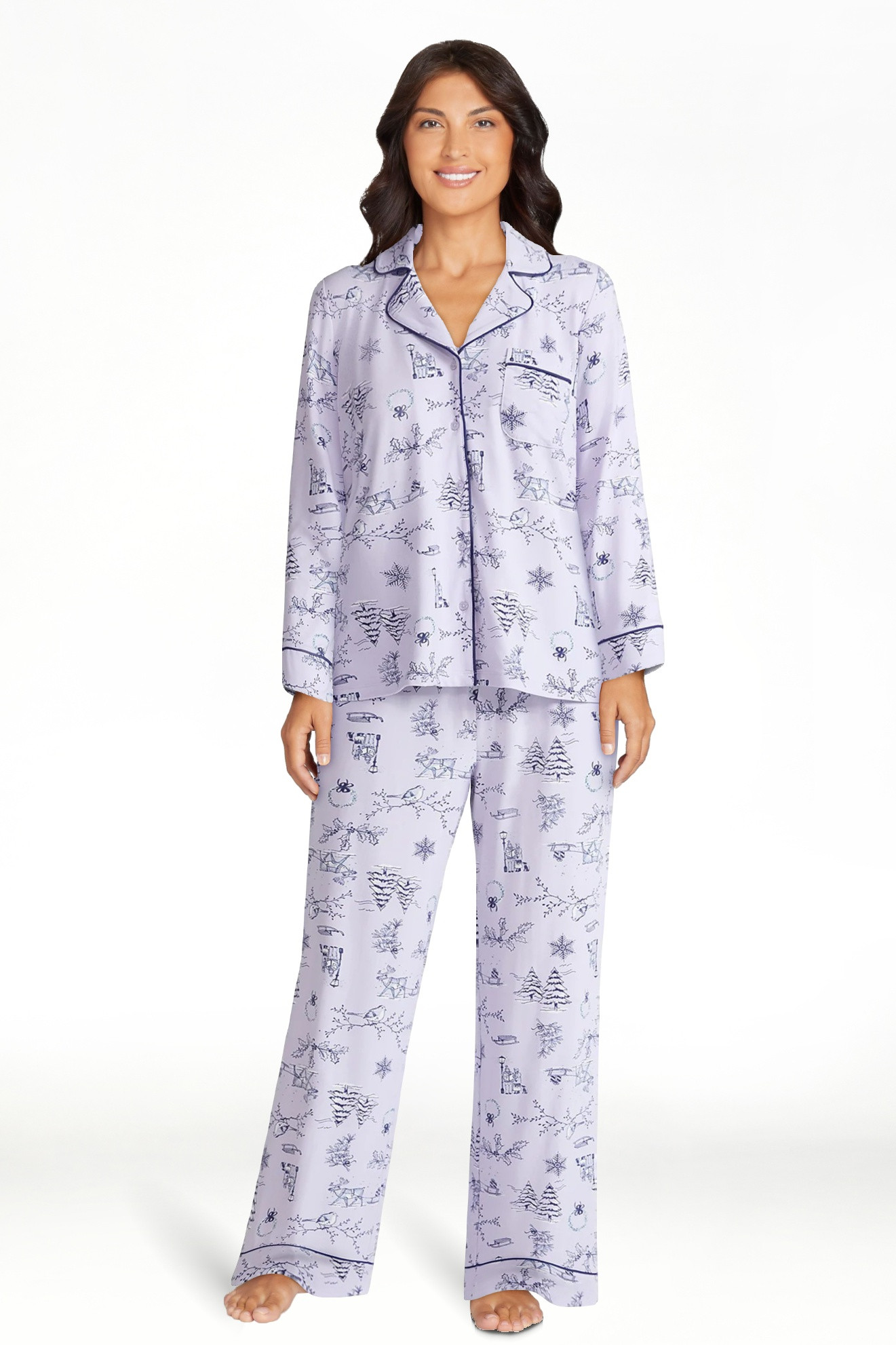 Joyspun Women’s Dreamy Soft Collection Long Sleeve Top and Pants Pajama Set, Sizes XS-4X | Walmart (US)