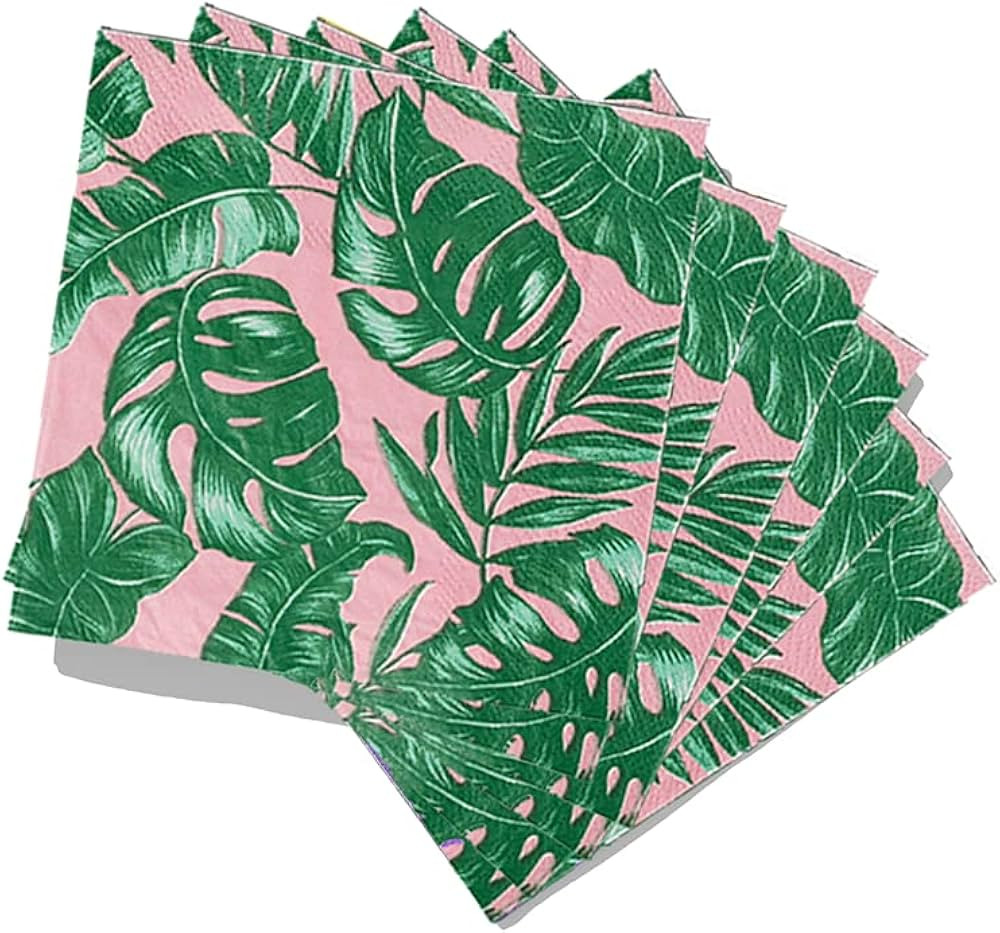 Coterie Tropical Luau Cocktail Napkins (Set of 25) - Tropical Napkins, Palm Leaf Cocktail Luau Na... | Amazon (US)