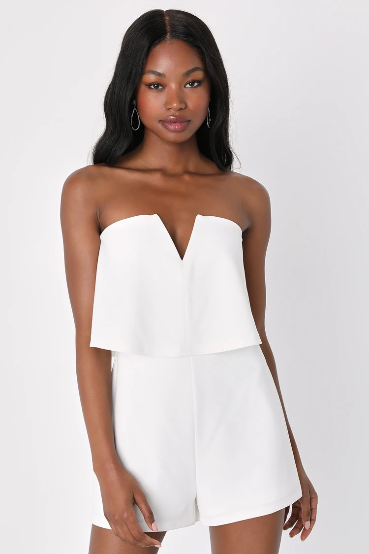 Power of Love White Strapless Romper | Lulus
