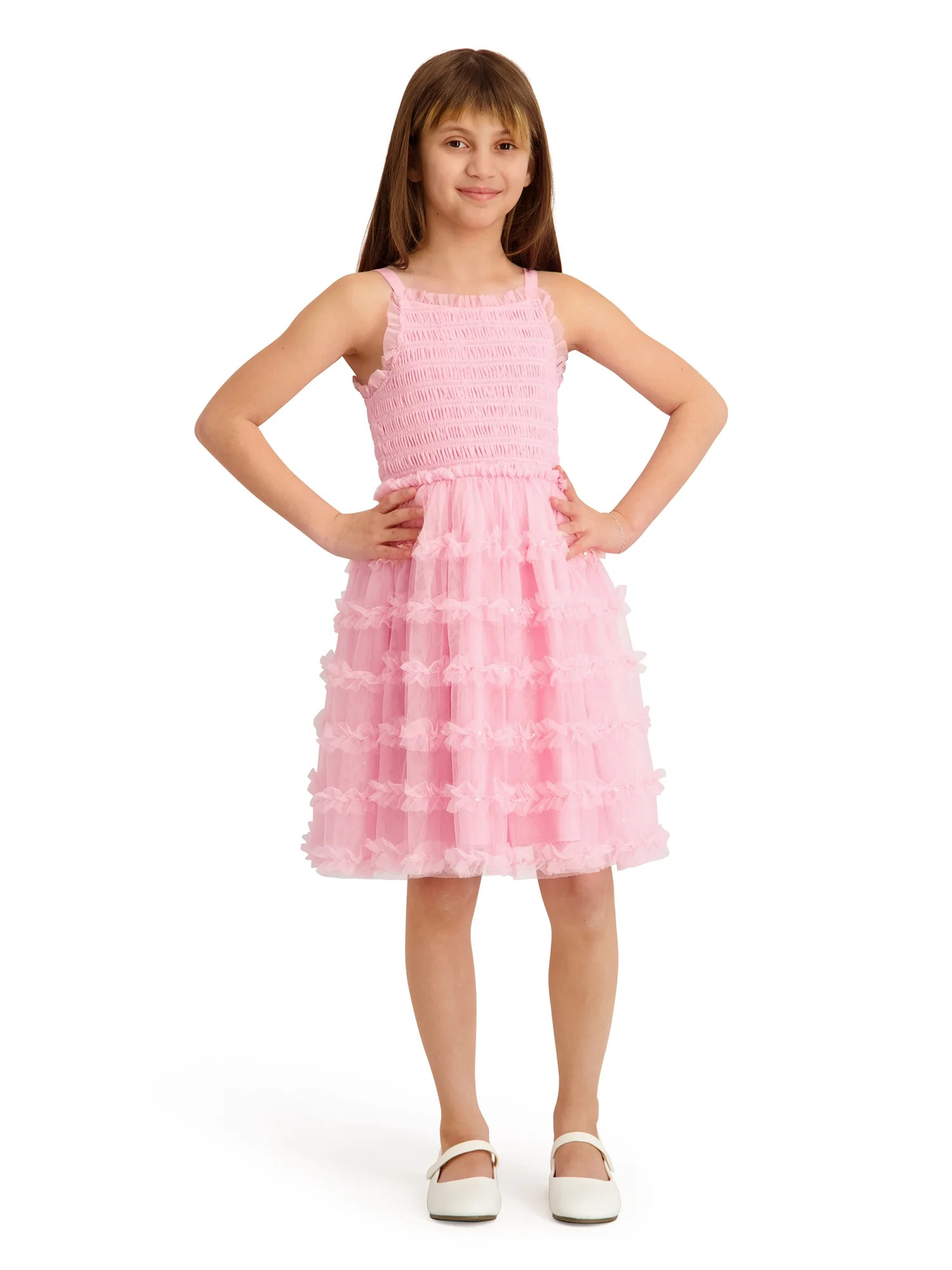 Kensie Girl Sleeveless Irridescent Glitter Mesh Dress, Sizes 4-16 | Walmart (US)
