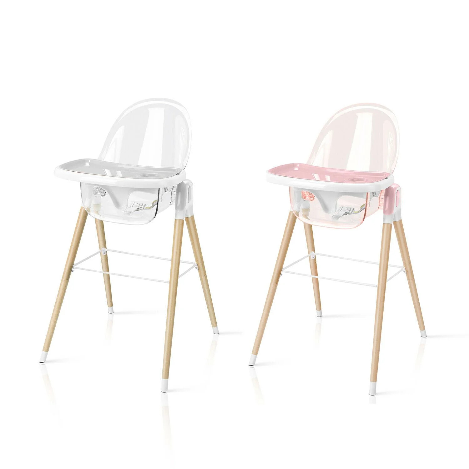 Baby High Chair Transparent Infant Toddler Highchair Convertible Kids Feeding Seat Wood Leg - Wal... | Walmart (US)