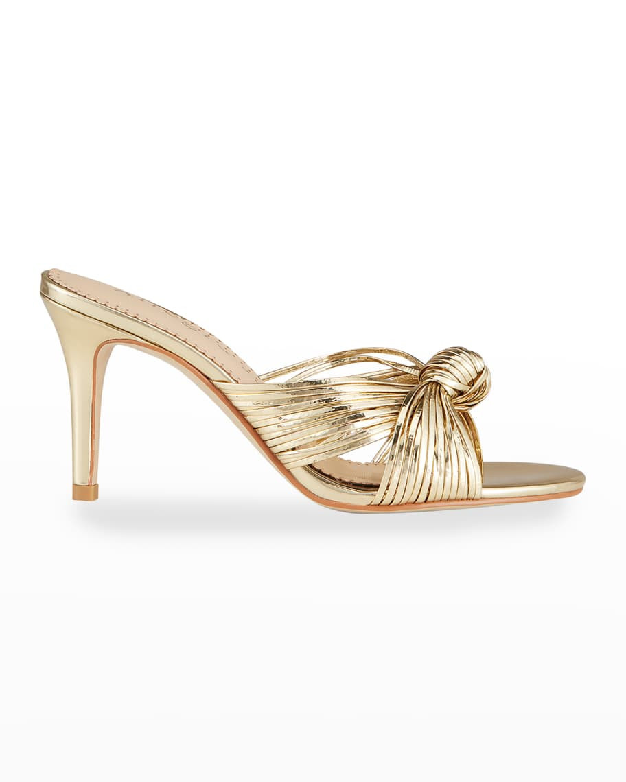 Allegra James Marly Metallic Knot Mule Sandals | Neiman Marcus